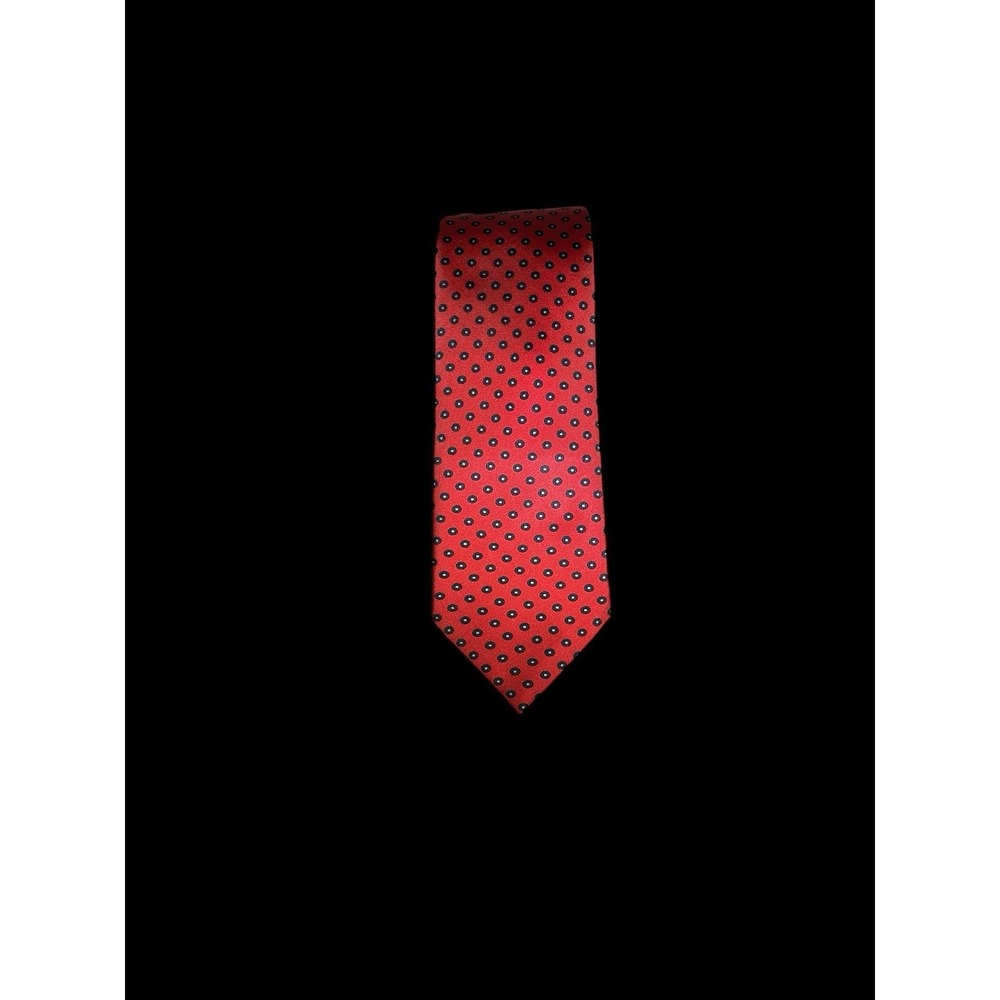 Johnathan Stewart 100% Silk Red Geometric Print Necktie 58" X 3"